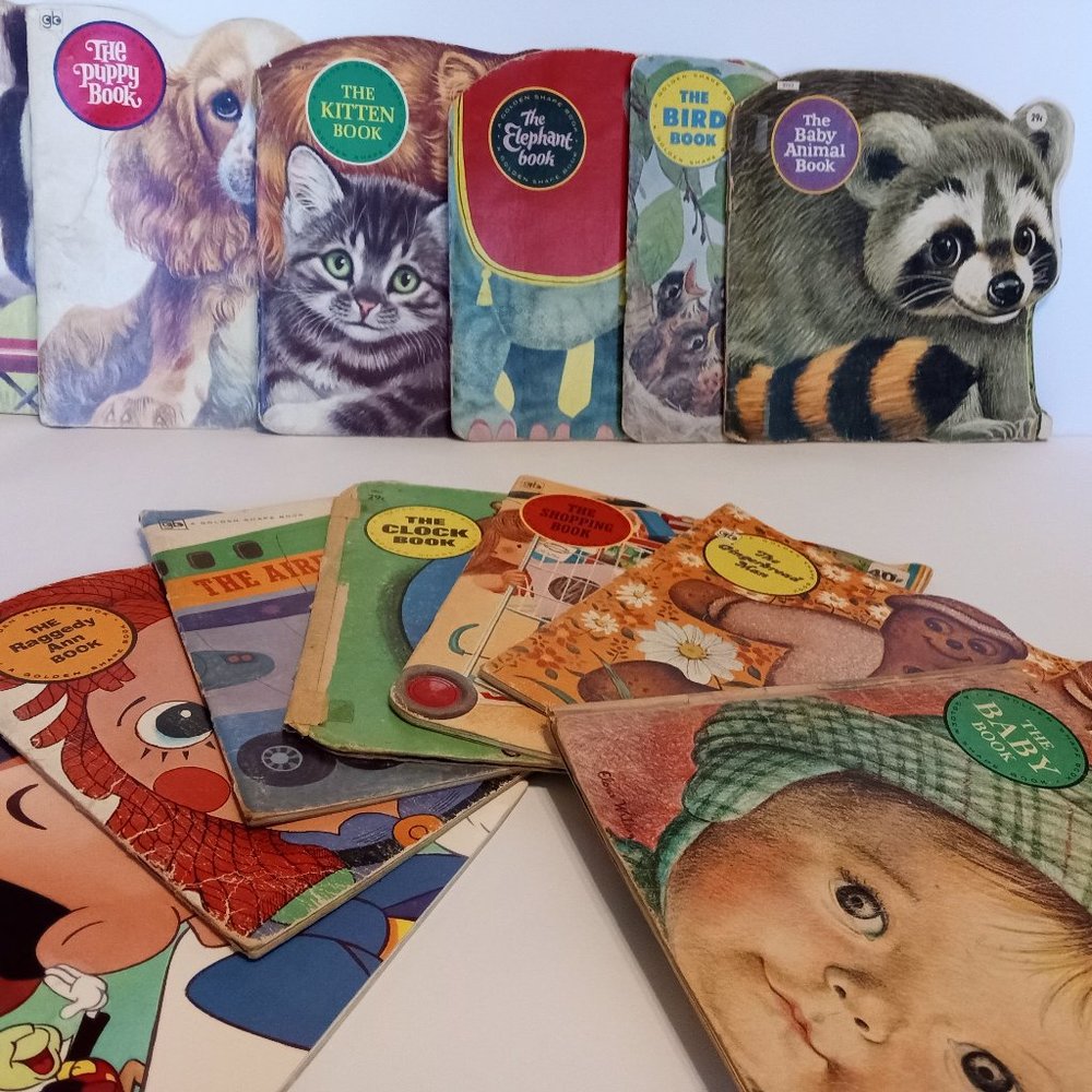 Collection of 13 Golden Shape Books, vintage dates from 1964 to 1988